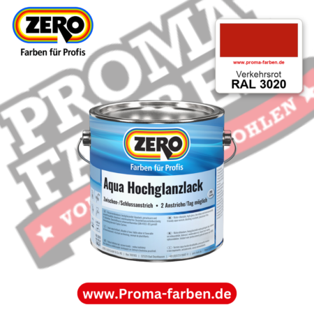 ZERO Aqua Hochglanzlack RAL 3020 Verkehrsrot – im ZERO-MiX-System, online kaufen bei Proma Farben