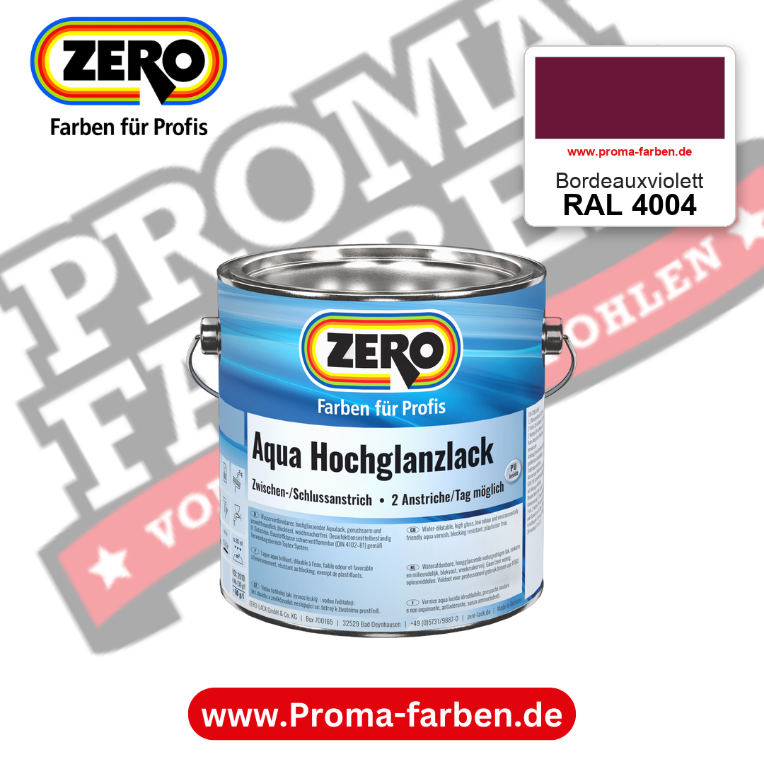 ZERO Aqua Hochglanzlack RAL 4004 Bordeauxviolett – im ZERO-MiX-System, online kaufen bei Proma Farben