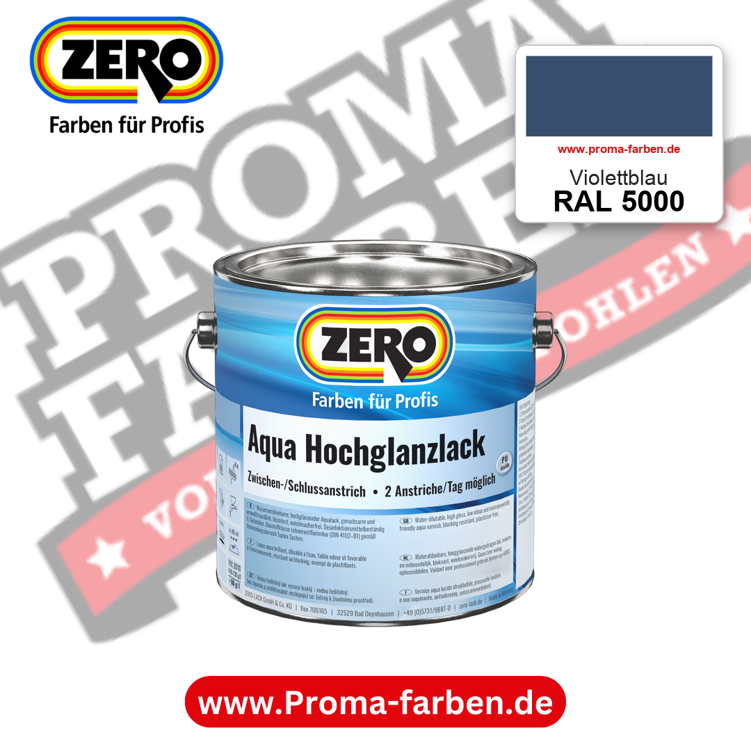 ZERO Aqua Hochglanzlack RAL 5000 Violettblau – im ZERO-MiX-System, online kaufen bei Proma Farben