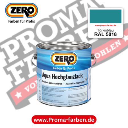ZERO Aqua Hochglanzlack RAL 5018 Türkisblau – im ZERO-MiX-System, online kaufen bei Proma Farben