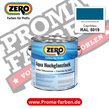 ZERO Aqua Hochglanzlack RAL 5019 Capriblau – im ZERO-MiX-System, online kaufen bei Proma Farben