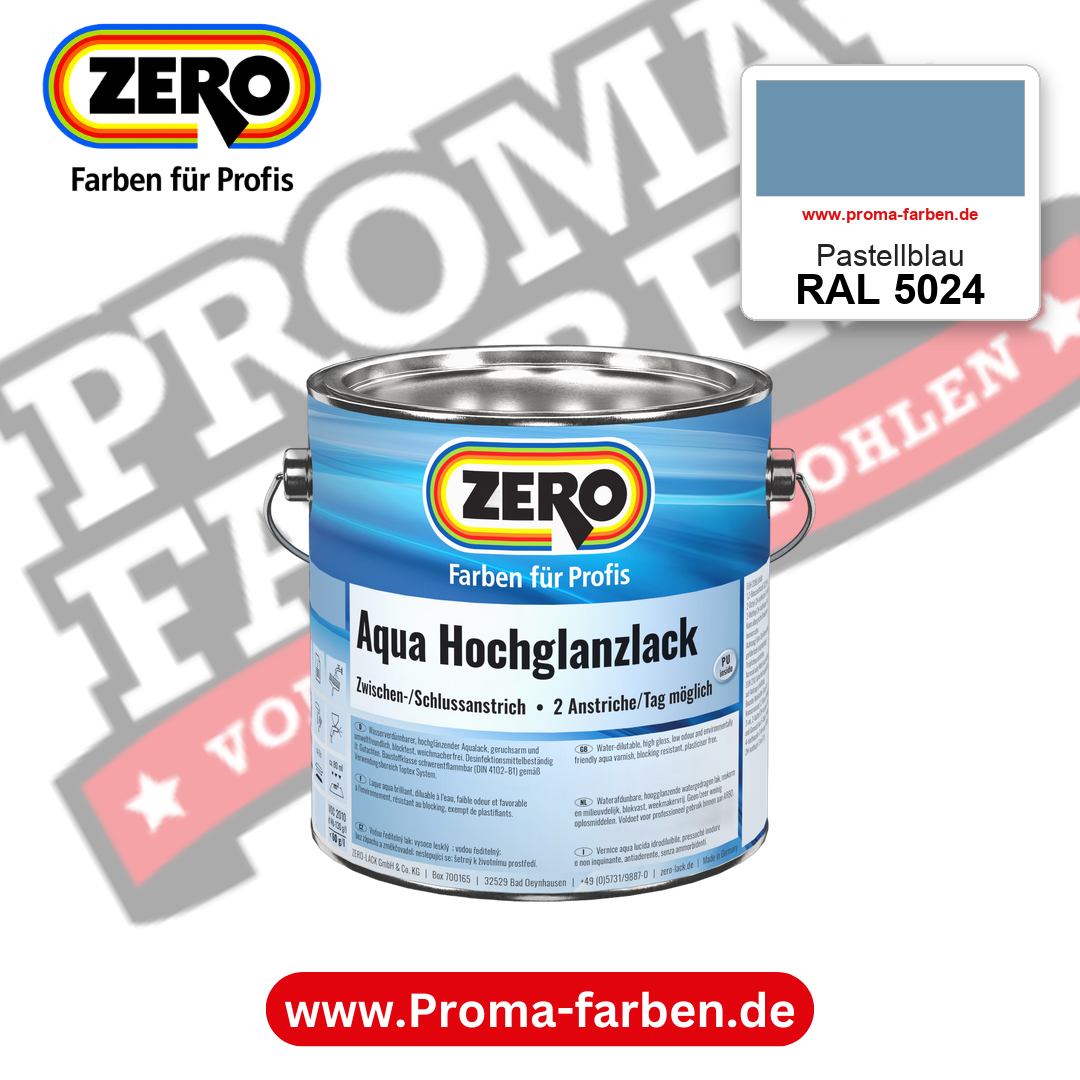 ZERO Aqua Hochglanzlack RAL 5024 Pastellblau – im ZERO-MiX-System, online kaufen bei Proma Farben