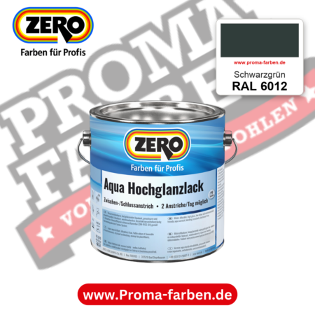 ZERO Aqua Hochglanzlack RAL 6012 Schwarzgrün – im ZERO-MiX-System, online kaufen bei Proma Farben
