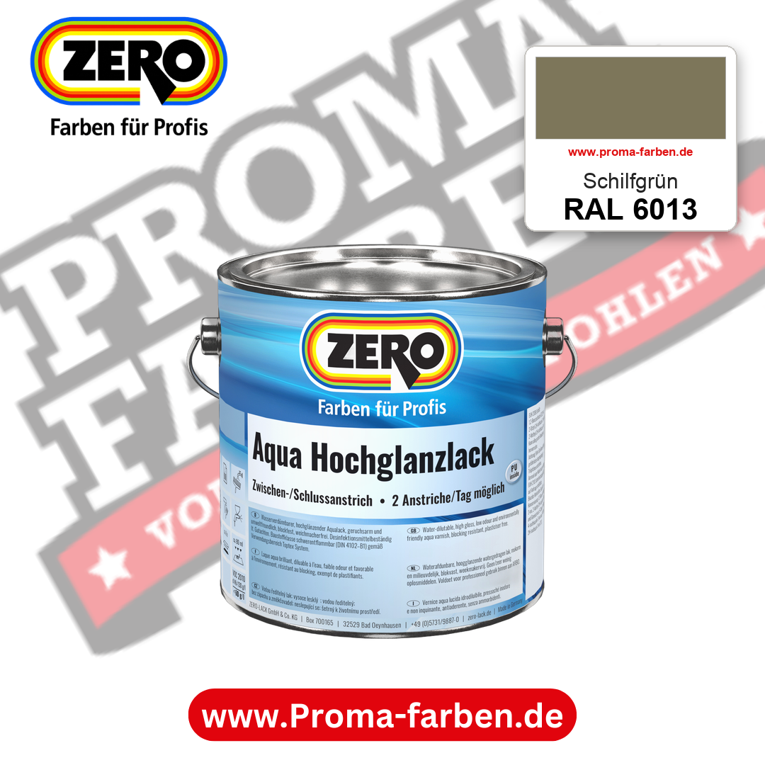 ZERO Aqua Hochglanzlack RAL 6013 Schilfgrün – im ZERO-MiX-System, online kaufen bei Proma Farben