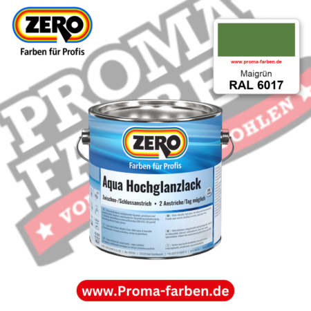ZERO Aqua Hochglanzlack RAL 6017 Maigrün – im ZERO-MiX-System, online kaufen bei Proma Farben