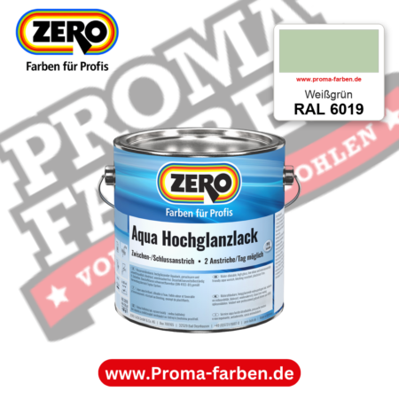 ZERO Aqua Hochglanzlack RAL 6019 Weißgrün – im ZERO-MiX-System, online kaufen bei Proma Farben