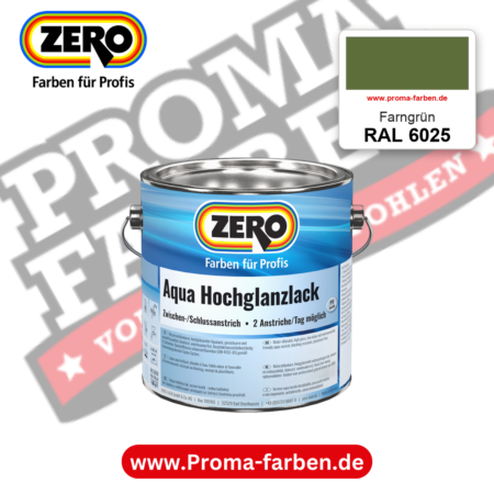 ZERO Aqua Hochglanzlack RAL 6025 Farngrün – im ZERO-MiX-System, online kaufen bei Proma Farben