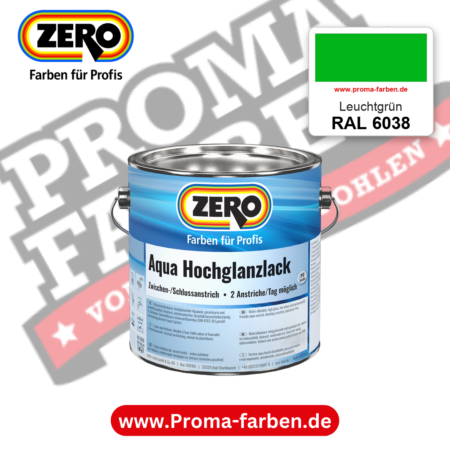ZERO Aqua Hochglanzlack RAL 6038 Leuchtgrün – im ZERO-MiX-System, online kaufen bei Proma Farben