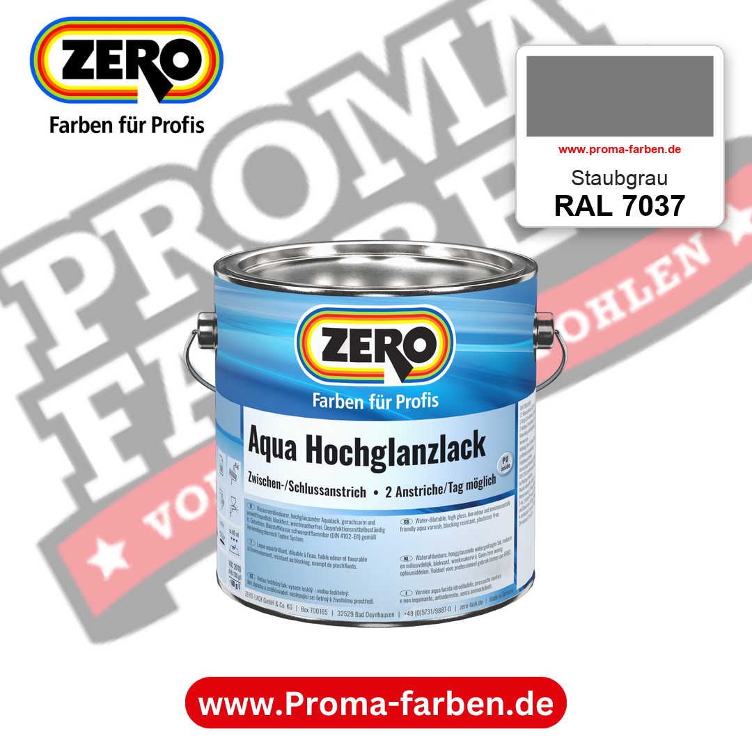 ZERO Aqua Hochglanzlack RAL 7037 Staubgrau – im ZERO-MiX-System, online kaufen bei Proma Farben