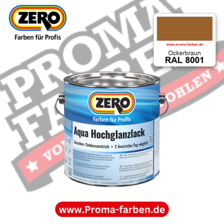 ZERO Aqua Hochglanzlack RAL 8001 Ockerbraun – im ZERO-MiX-System, online kaufen bei Proma Farben