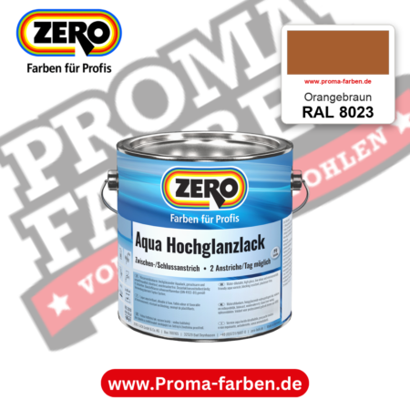 ZERO Aqua Hochglanzlack RAL 8023 Orangebraun – im ZERO-MiX-System, online kaufen bei Proma Farben