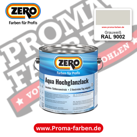ZERO Aqua Hochglanzlack RAL 9002 Grauweiß – im ZERO-MiX-System, online kaufen bei Proma Farben