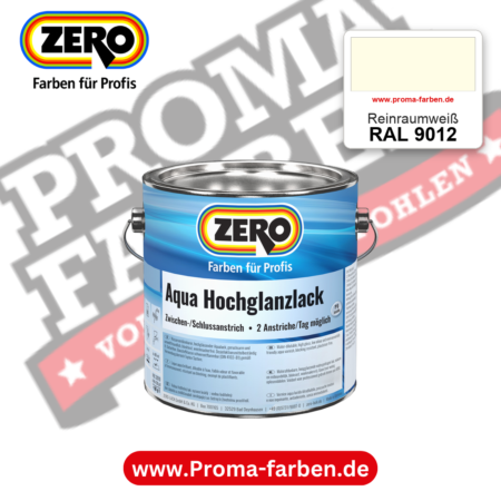 ZERO Aqua Hochglanzlack RAL 9012 Reinraumweiß – im ZERO-MiX-System, online kaufen bei Proma Farben