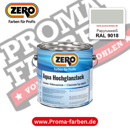 ZERO Aqua Hochglanzlack RAL 9018 Papyrusweiß – im ZERO-MiX-System, online kaufen bei Proma Farben