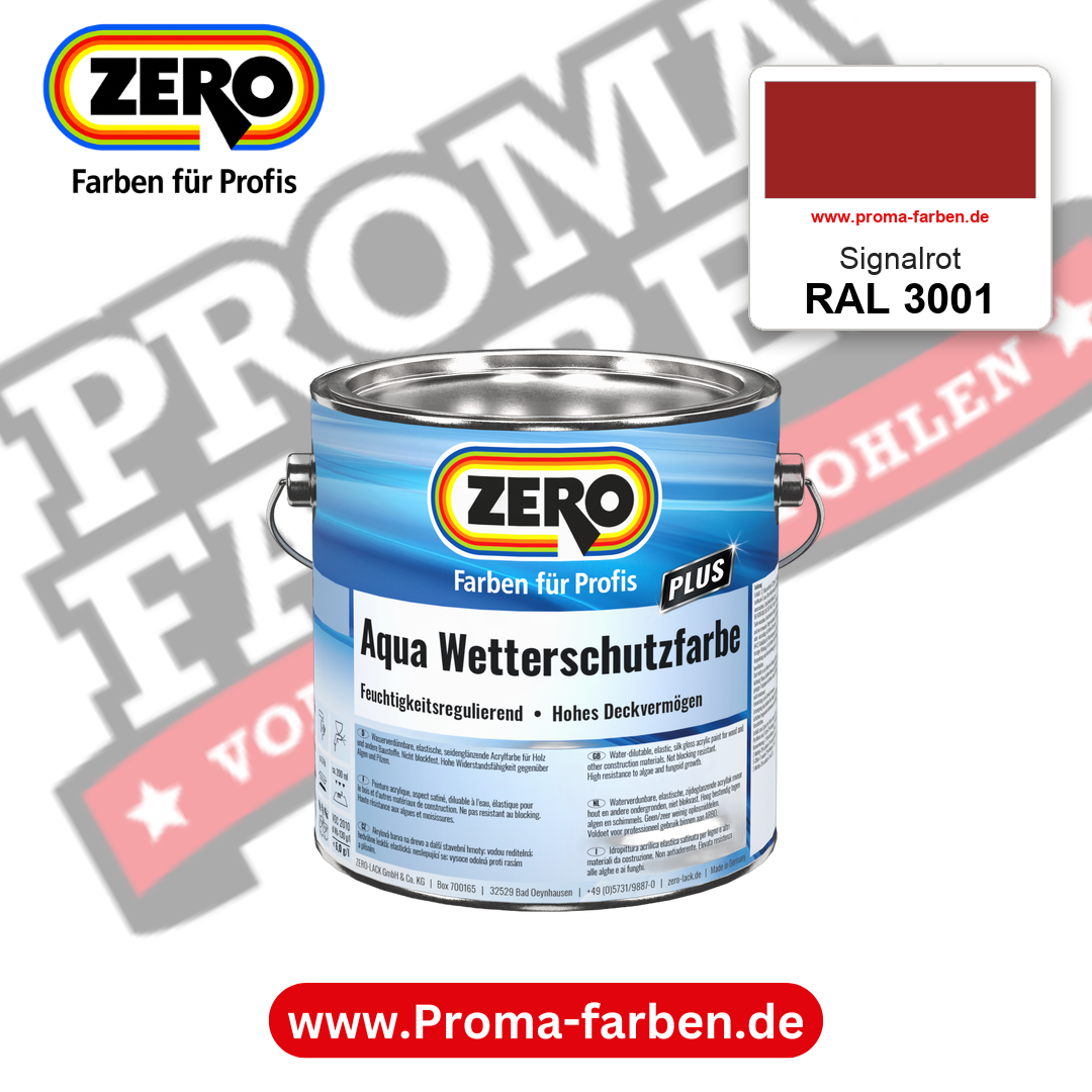 ZERO Aqua Wetterschutzfarbe RAL 3001 Signalrot – im ZERO-MiX-System, online kaufen bei Proma Farben