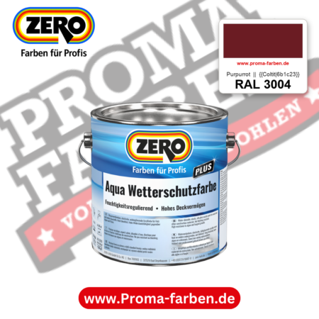 ZERO Aqua Wetterschutzfarbe RAL 3004 Purpurrot || {{Coltit|6b1c23}} – im ZERO-MiX-System, online kaufen bei Proma Farben