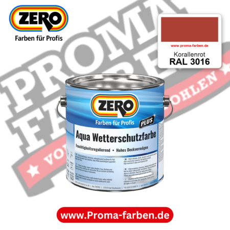 ZERO Aqua Wetterschutzfarbe RAL 3016 Korallenrot – im ZERO-MiX-System, online kaufen bei Proma Farben