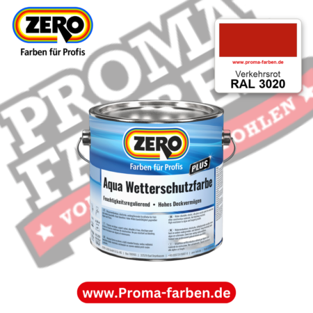 ZERO Aqua Wetterschutzfarbe RAL 3020 Verkehrsrot – im ZERO-MiX-System, online kaufen bei Proma Farben