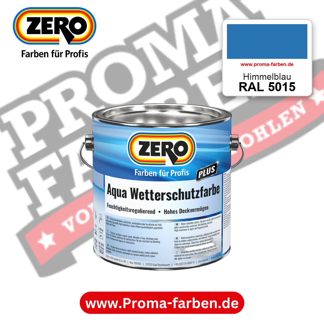 ZERO Aqua Wetterschutzfarbe RAL 5015 Himmelblau – im ZERO-MiX-System, online kaufen bei Proma Farben