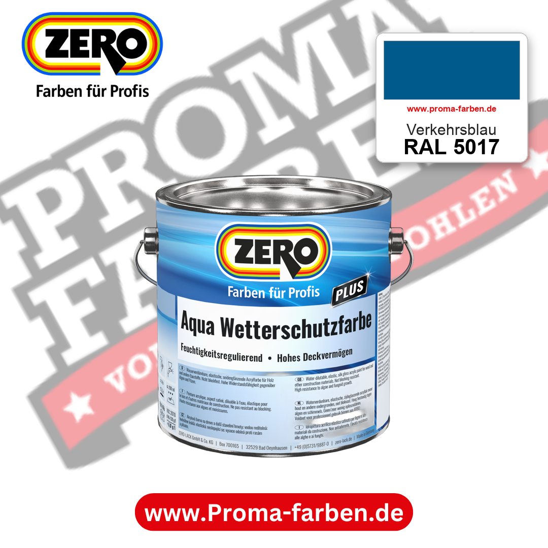 ZERO Aqua Wetterschutzfarbe RAL 5017 Verkehrsblau – im ZERO-MiX-System, online kaufen bei Proma Farben