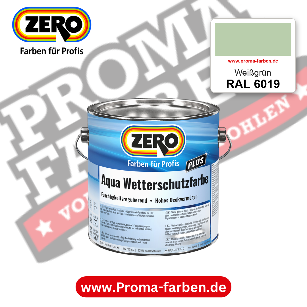 ZERO Aqua Wetterschutzfarbe RAL 6019 Weißgrün – im ZERO-MiX-System, online kaufen bei Proma Farben