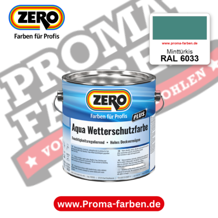 ZERO Aqua Wetterschutzfarbe RAL 6033 Minttürkis – im ZERO-MiX-System, online kaufen bei Proma Farben
