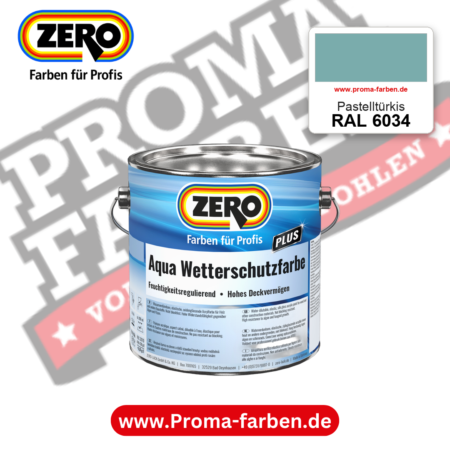ZERO Aqua Wetterschutzfarbe RAL 6034 Pastelltürkis – im ZERO-MiX-System, online kaufen bei Proma Farben