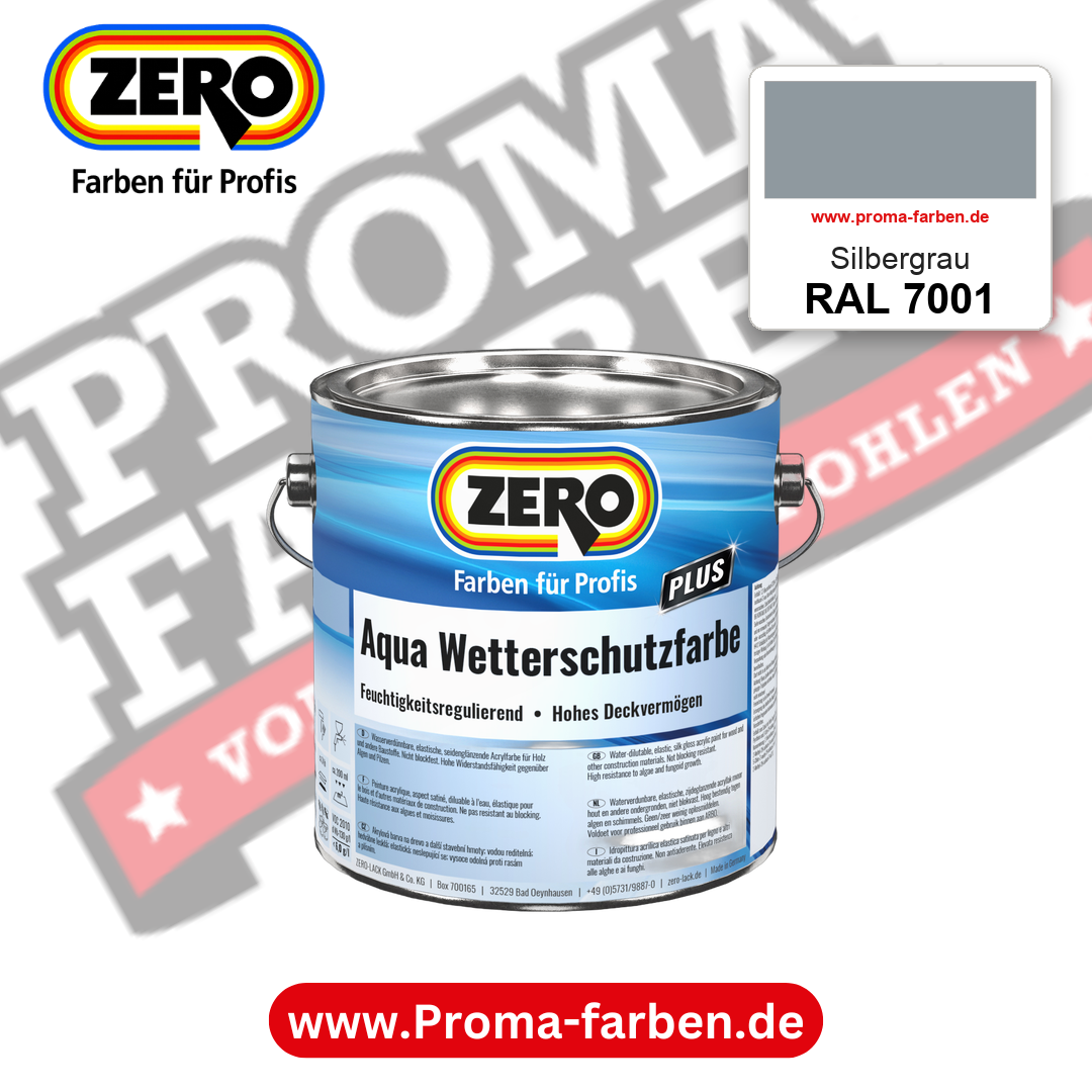 ZERO Aqua Wetterschutzfarbe RAL 7001 Silbergrau – im ZERO-MiX-System, online kaufen bei Proma Farben