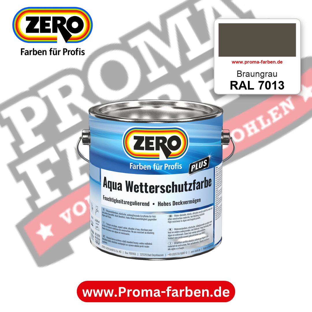 ZERO Aqua Wetterschutzfarbe RAL 7013 Braungrau – im ZERO-MiX-System, online kaufen bei Proma Farben
