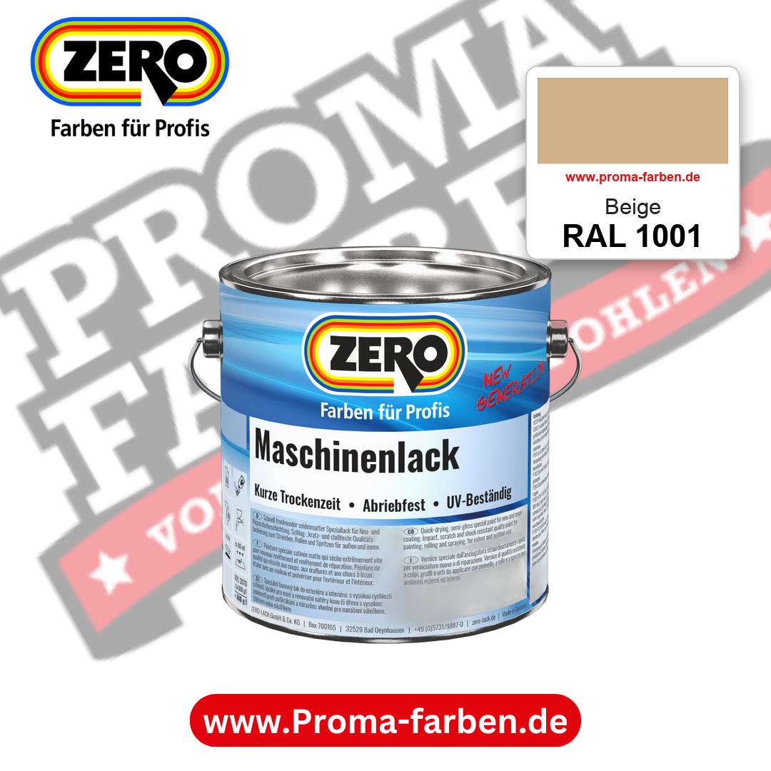 Zero Maschinenlack RAL 1001 Beige – seidenmatter Alkydharz-Maschinenlack, online kaufen bei Proma Farben