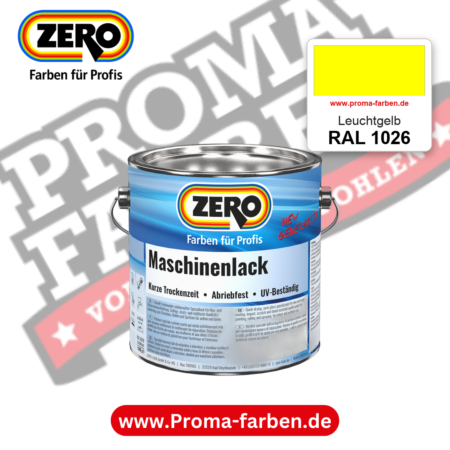 Zero Maschinenlack RAL 1026 Leuchtgelb – seidenmatter Alkydharz-Maschinenlack, online kaufen bei Proma Farben