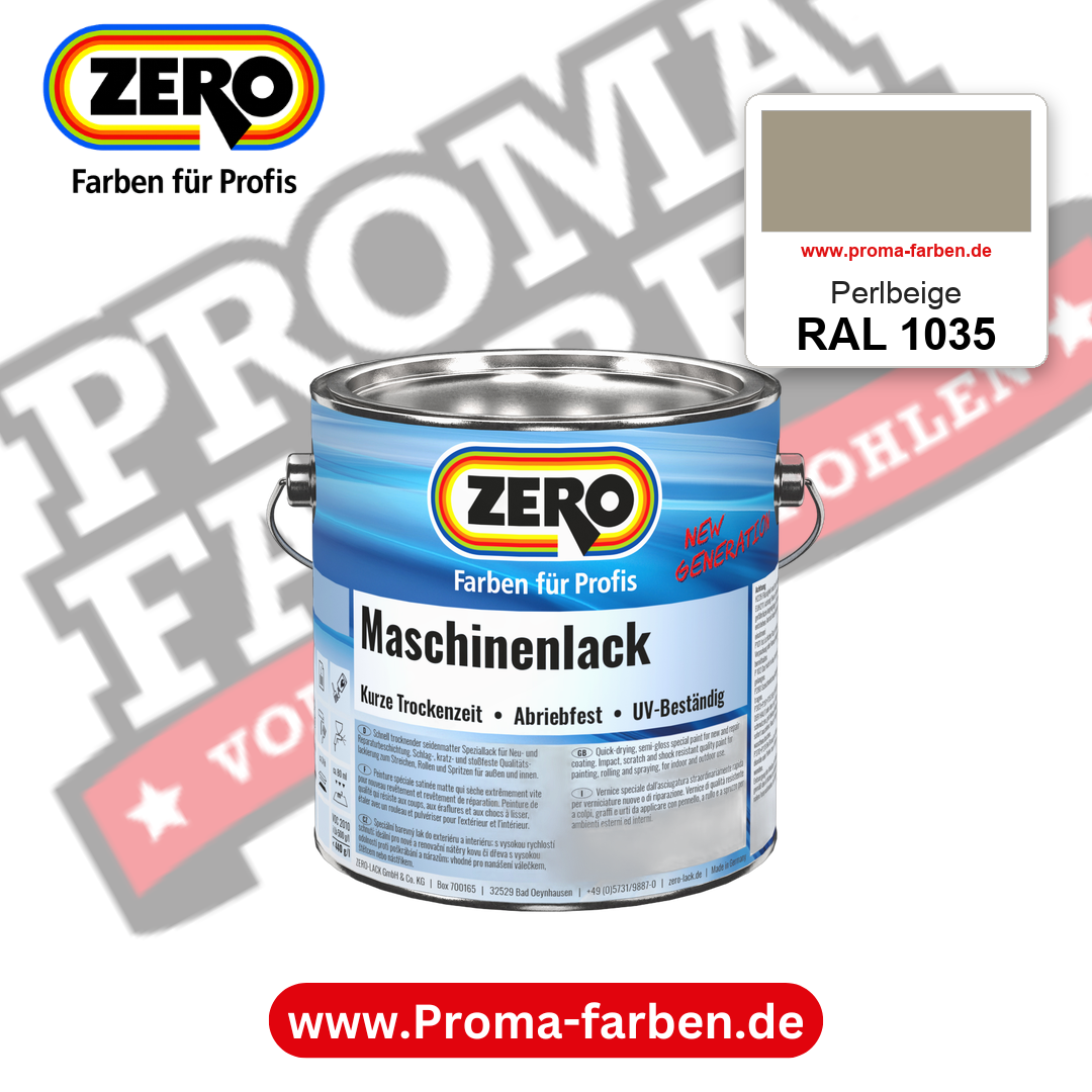 Zero Maschinenlack RAL 1035 Perlbeige – seidenmatter Alkydharz-Maschinenlack, online kaufen bei Proma Farben