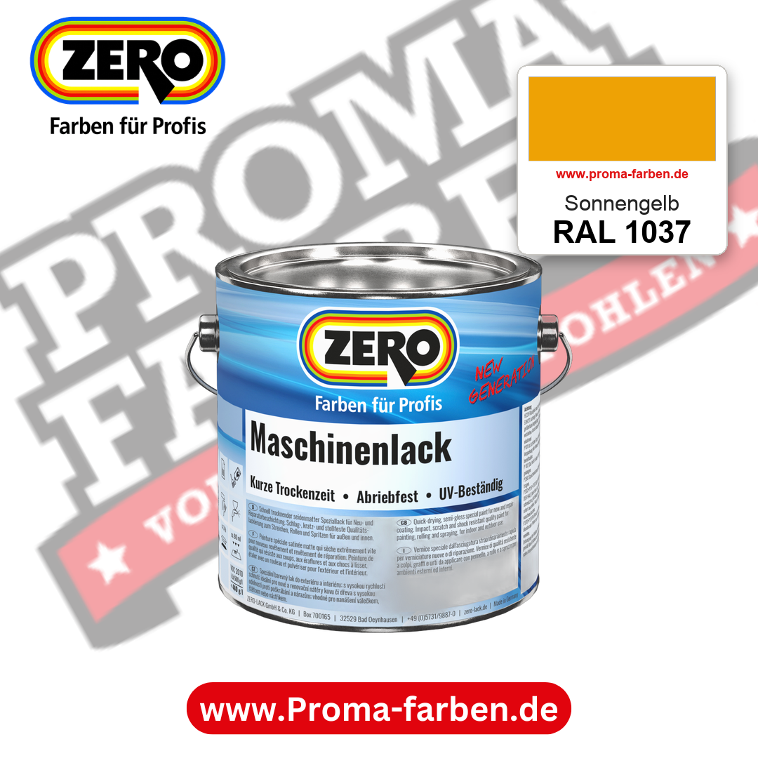 Zero Maschinenlack RAL 1037 Sonnengelb – seidenmatter Alkydharz-Maschinenlack, online kaufen bei Proma Farben