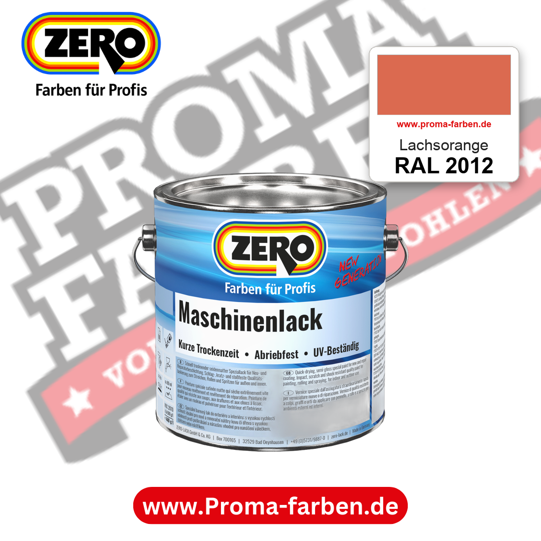 Zero Maschinenlack RAL 2012 Lachsorange – seidenmatter Alkydharz-Maschinenlack, online kaufen bei Proma Farben