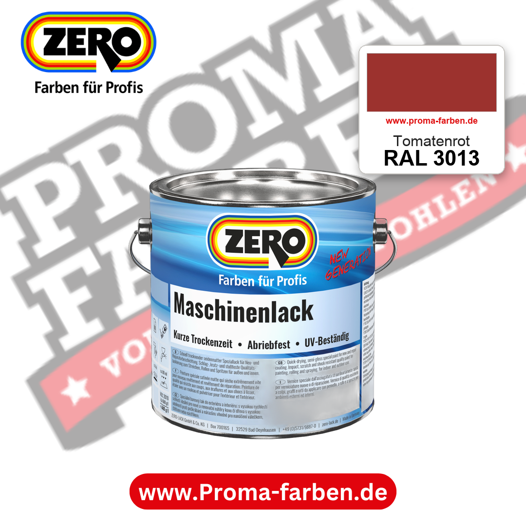 Zero Maschinenlack RAL 3013 Tomatenrot – seidenmatter Alkydharz-Maschinenlack, online kaufen bei Proma Farben