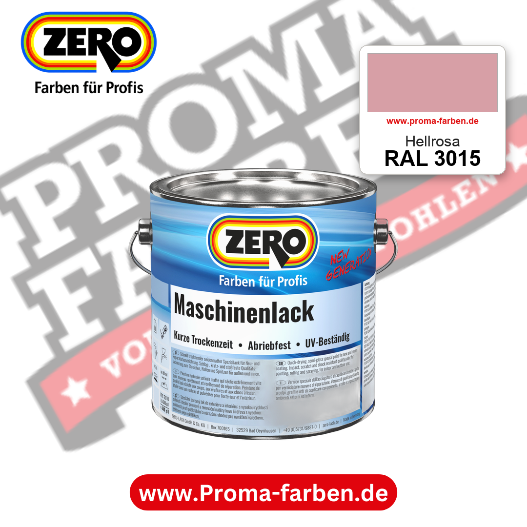 Zero Maschinenlack RAL 3015 Hellrosa – seidenmatter Alkydharz-Maschinenlack, online kaufen bei Proma Farben