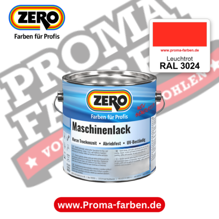 Zero Maschinenlack RAL 3024 Leuchtrot – seidenmatter Alkydharz-Maschinenlack, online kaufen bei Proma Farben