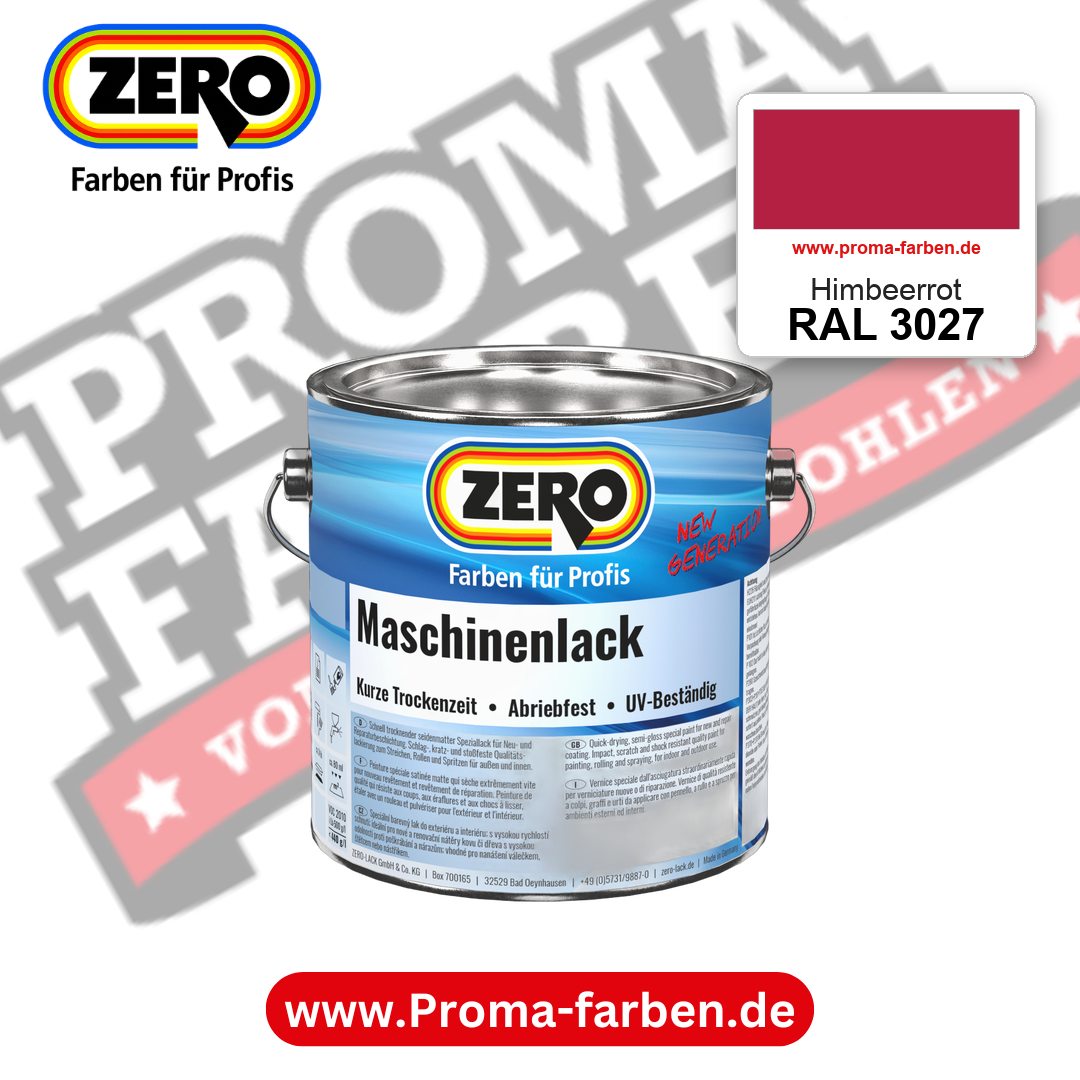Zero Maschinenlack RAL 3027 Himbeerrot – seidenmatter Alkydharz-Maschinenlack, online kaufen bei Proma Farben