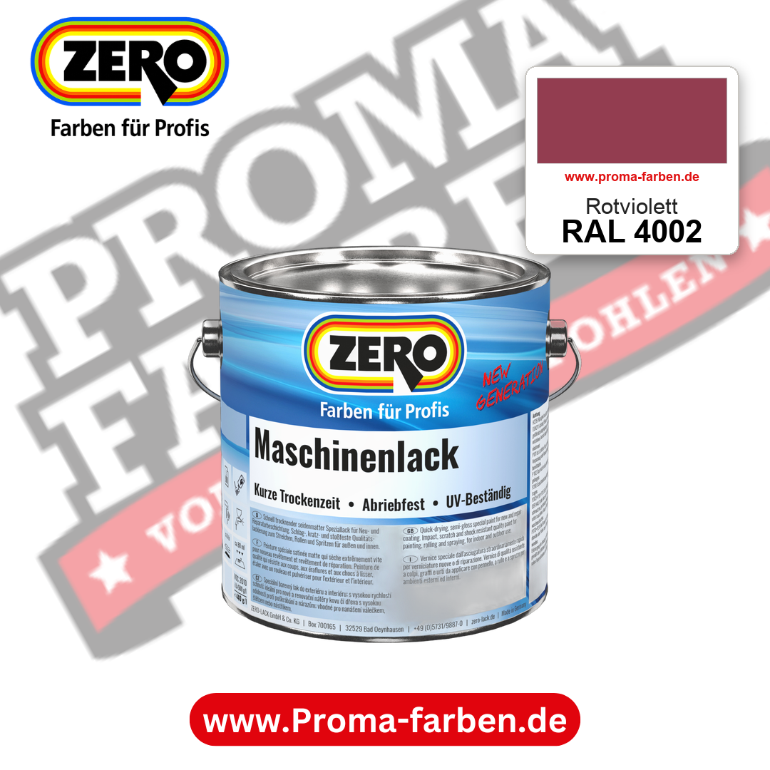Zero Maschinenlack RAL 4002 Rotviolett – seidenmatter Alkydharz-Maschinenlack, online kaufen bei Proma Farben