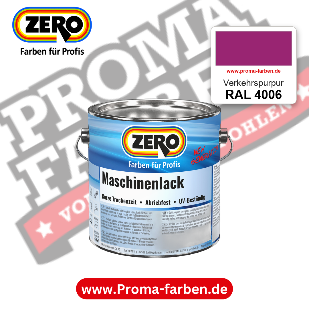 Zero Maschinenlack RAL 4006 Verkehrspurpur – seidenmatter Alkydharz-Maschinenlack, online kaufen bei Proma Farben