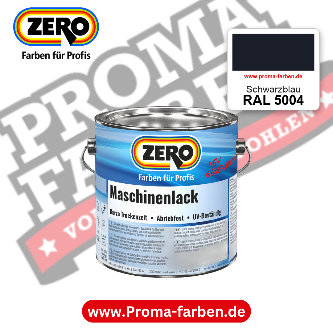 Zero Maschinenlack RAL 5004 Schwarzblau – seidenmatter Alkydharz-Maschinenlack, online kaufen bei Proma Farben