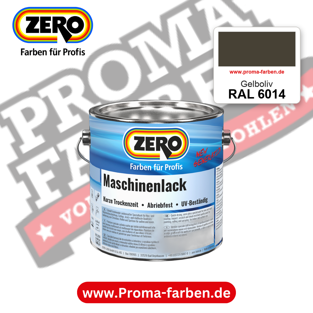 Zero Maschinenlack RAL 6014 Gelboliv – seidenmatter Alkydharz-Maschinenlack, online kaufen bei Proma Farben