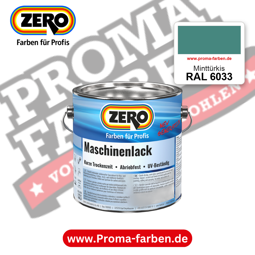 Zero Maschinenlack RAL 6033 Minttürkis – seidenmatter Alkydharz-Maschinenlack, online kaufen bei Proma Farben
