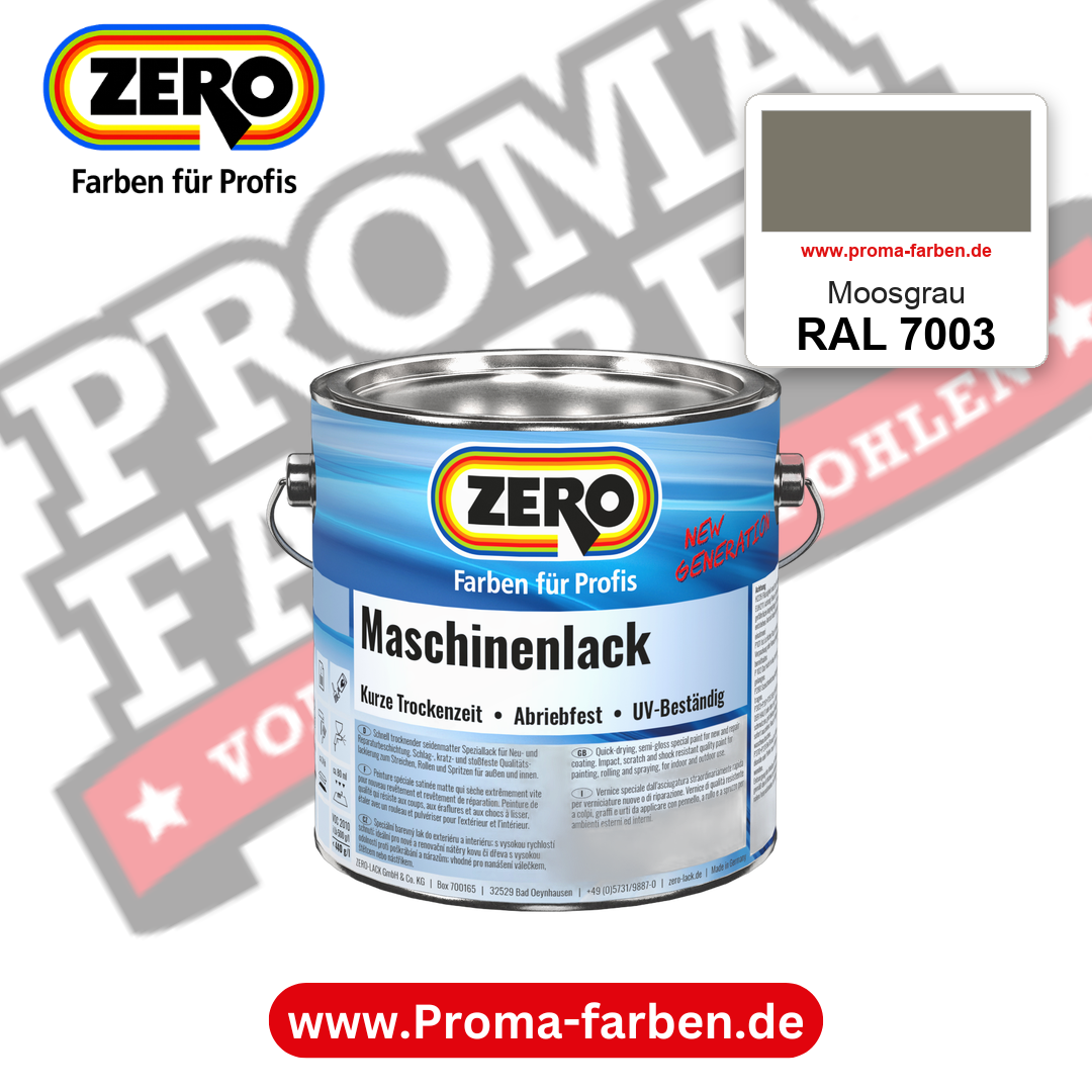Zero Maschinenlack RAL 7003 Moosgrau – seidenmatter Alkydharz-Maschinenlack, online kaufen bei Proma Farben