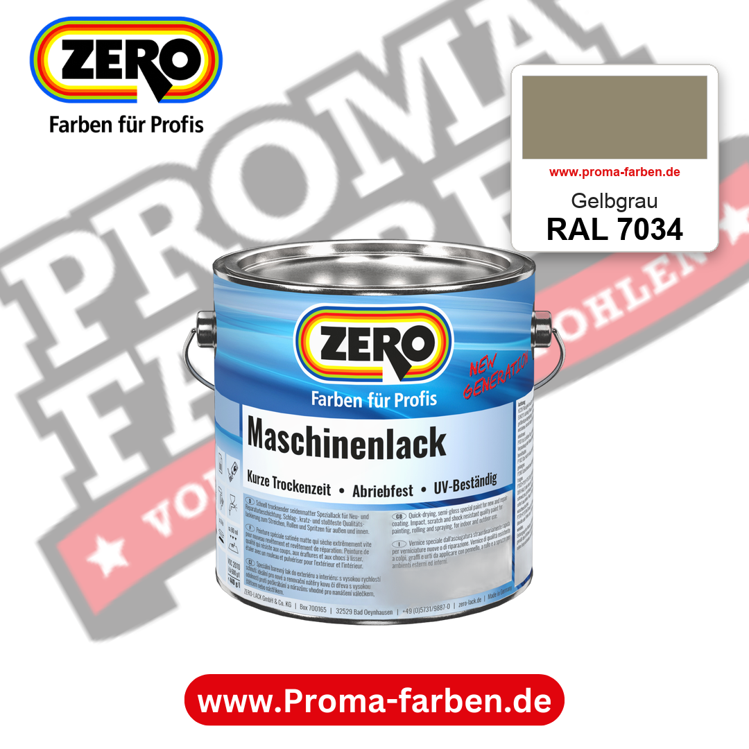 Zero Maschinenlack RAL 7034 Gelbgrau – seidenmatter Alkydharz-Maschinenlack, online kaufen bei Proma Farben