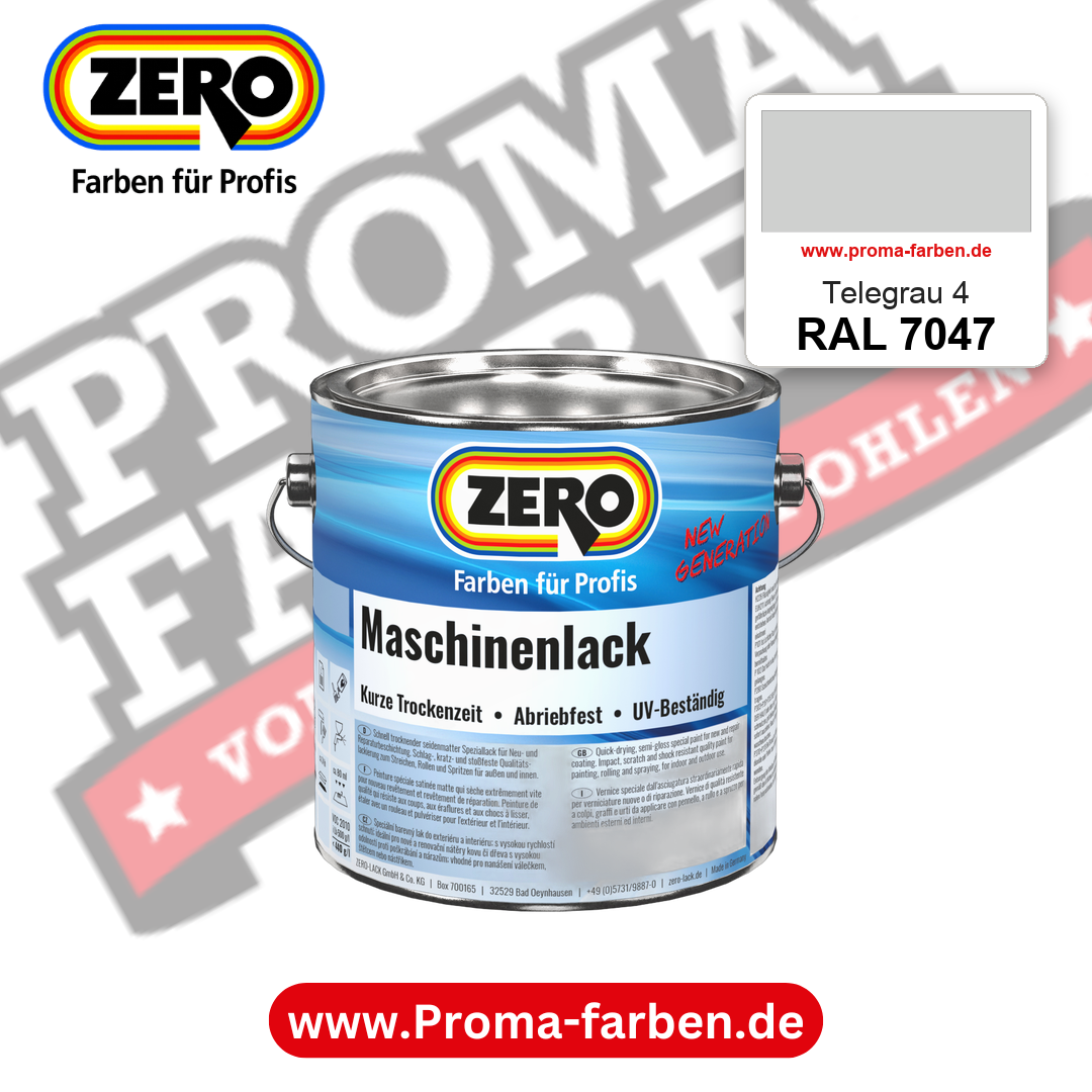 Zero Maschinenlack RAL 7047 Telegrau 4 – seidenmatter Alkydharz-Maschinenlack, online kaufen bei Proma Farben