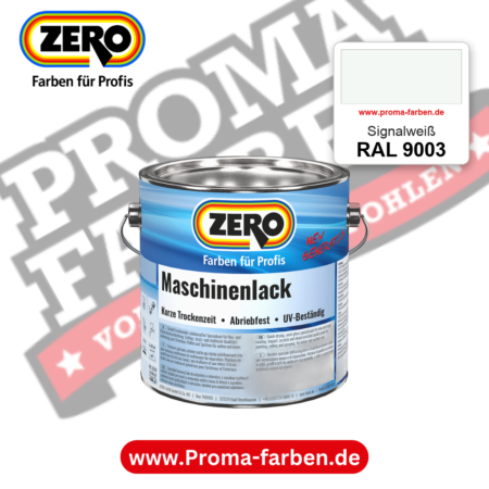 Zero Maschinenlack RAL 9003 Signalweiß – seidenmatter Alkydharz-Maschinenlack, online kaufen bei Proma Farben