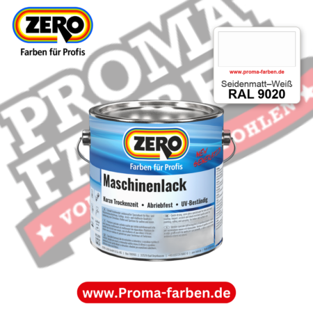 Zero Maschinenlack RAL 9020 Seidenmatt–Weiß – seidenmatter Alkydharz-Maschinenlack, online kaufen bei Proma Farben