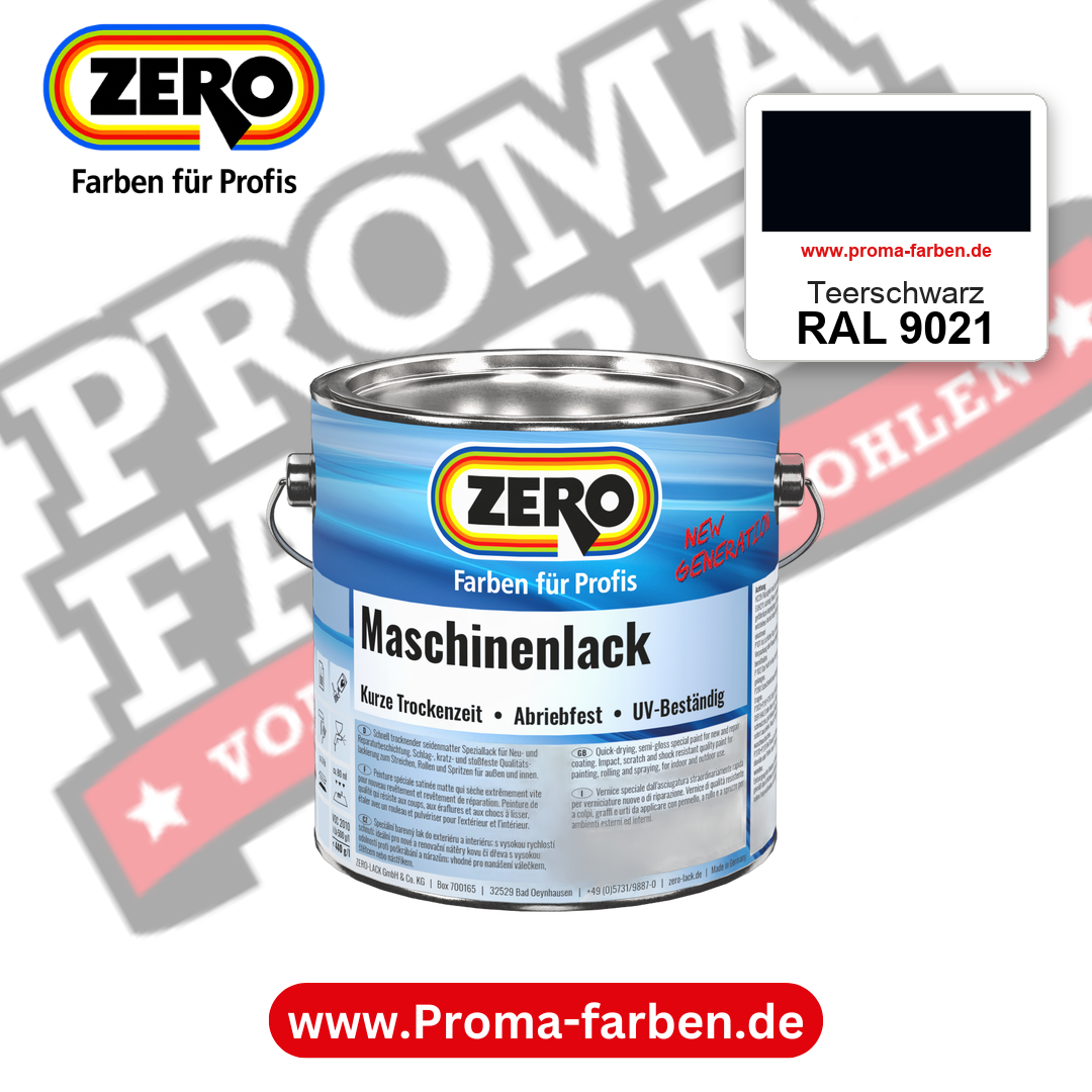 Zero Maschinenlack RAL 9021 Teerschwarz – seidenmatter Alkydharz-Maschinenlack, online kaufen bei Proma Farben