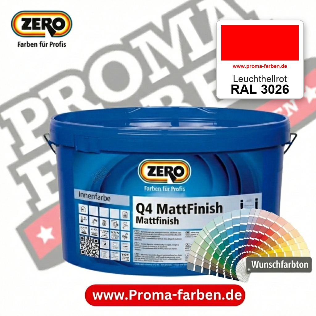 ZERO Q4 MattFinish RAL 3026 Leuchthellrot – im ZERO-MiX-System, online kaufen bei Proma Farben
